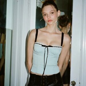 With Jean Blue Corset Top Size M